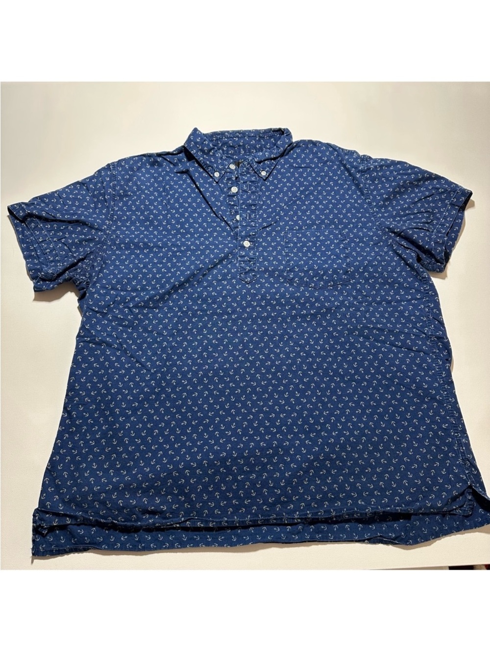 J. Crew Short Sleeve Anchor Pattern Polo Style Pullover Shirt - Men’s XL